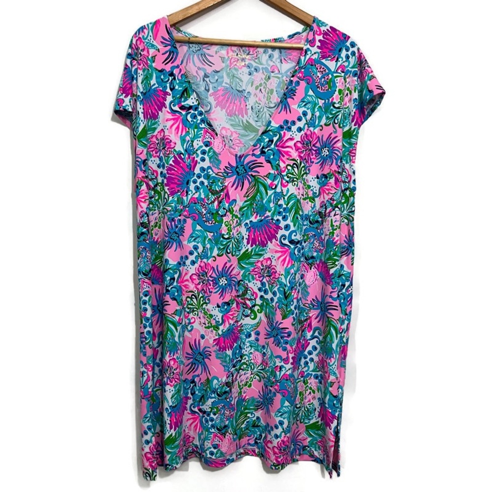 Lilly Pulitzer Talli V-Neck Coverup Mandevilla Baby Paradise Petals XL